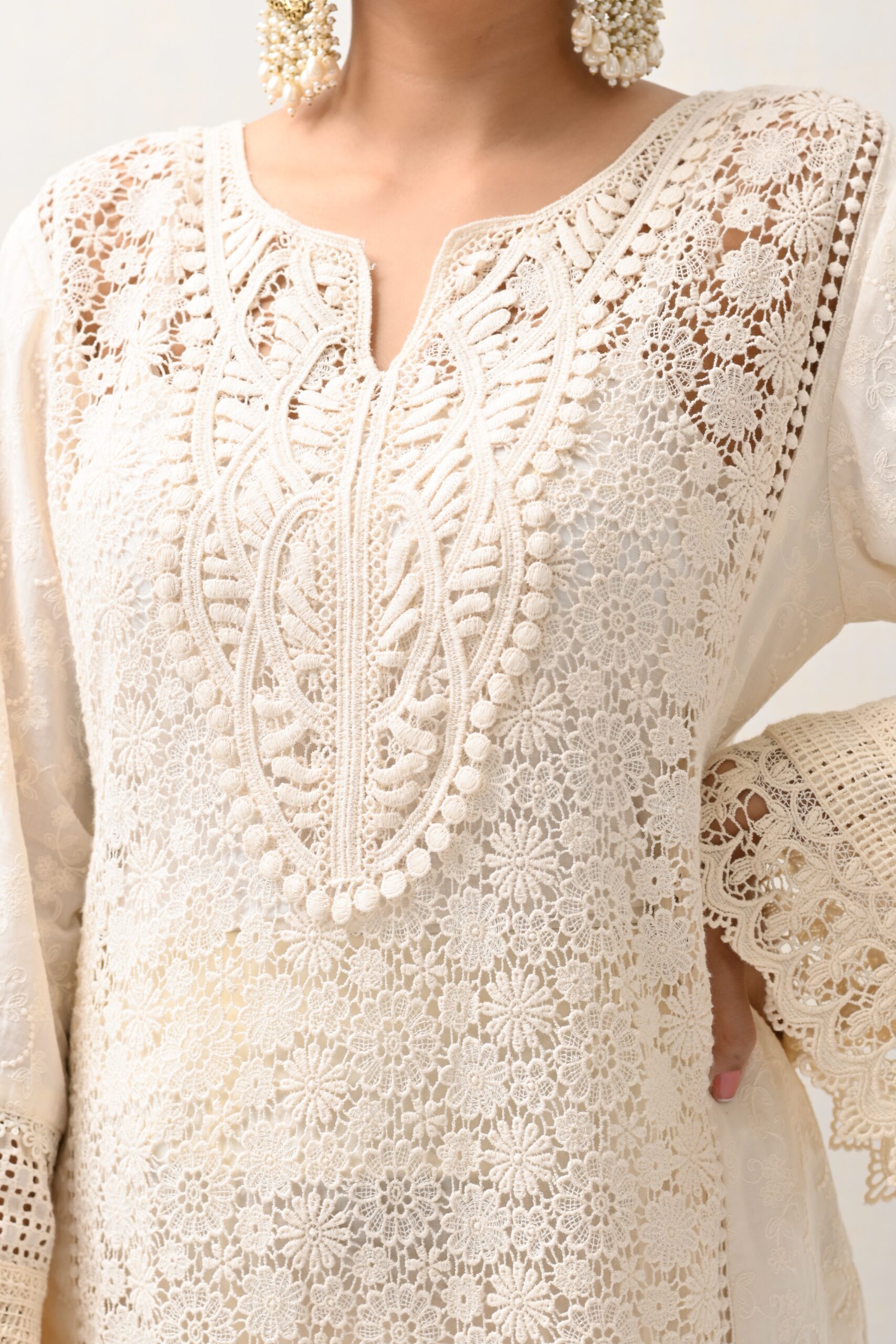 Ivory Lace Kurta - Image 6